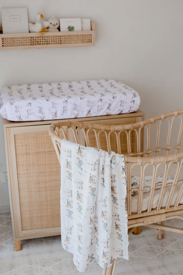 Waterproof Bassinet Sheet - Oakwood Farm - Bambella Designs