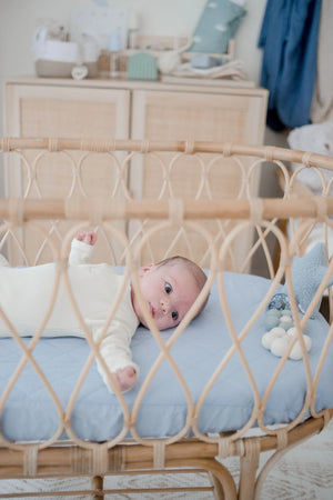 Waterproof Bassinet Sheet - Dusty Blue - Bambella Designs