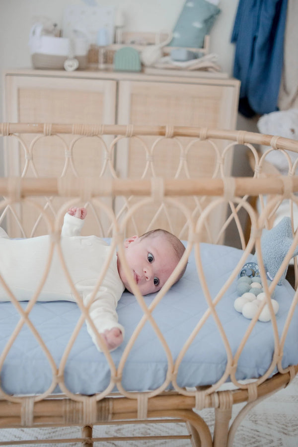 Waterproof Bassinet Sheet - Dusty Blue - Bambella Designs