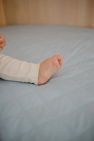 Waterproof Cot Sheet & Mattress Protector - Dusty Blue - Bambella Designs