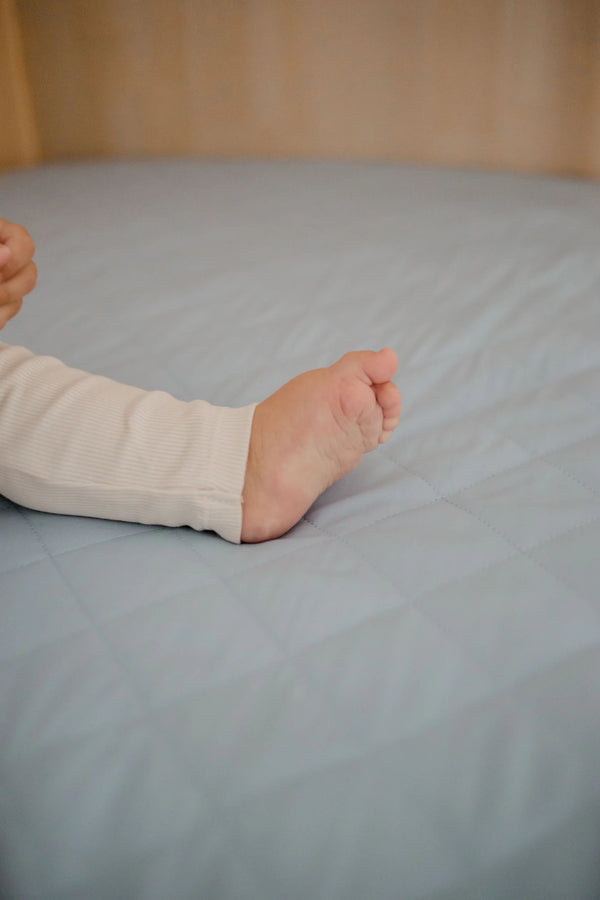 Waterproof Cot Sheet & Mattress Protector - Dusty Blue - Bambella Designs