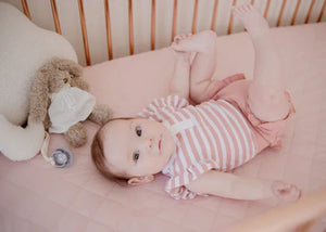Waterproof Fitted Cot Sheet | Lullaby Pink - Bambella Designs