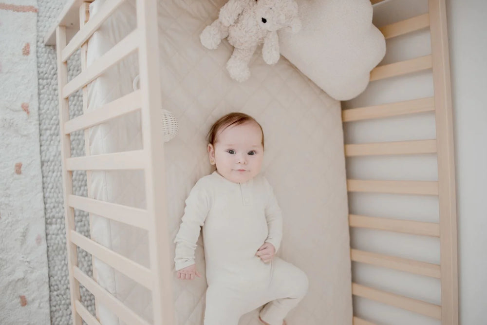 Waterproof Cot Sheet & Mattress Protector  - Oat - Bambella Designs
