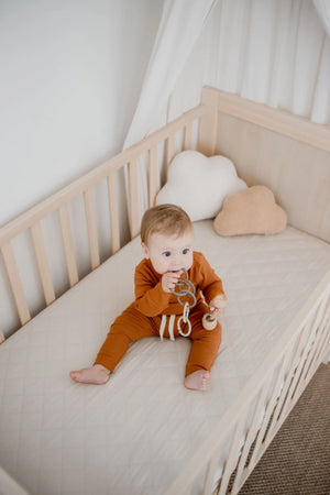 Waterproof Cot Sheet & Mattress Protector  - Oat - Bambella Designs