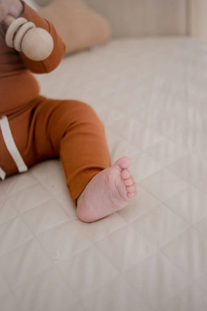 Waterproof Cot Sheet & Mattress Protector  - Oat - Bambella Designs