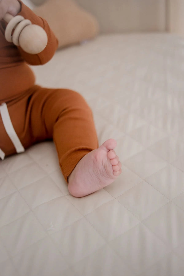 Waterproof Cot Sheet & Mattress Protector  - Oat - Bambella Designs