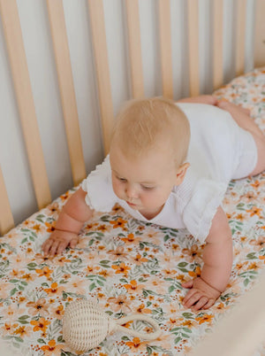 Waterproof Cot Sheet & Mattress Protector - Bloom - Bambella Designs