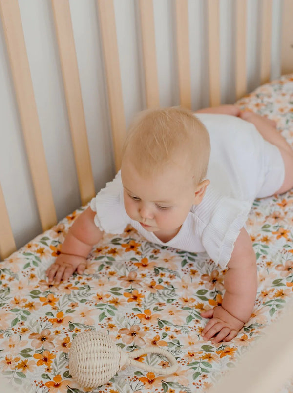 Waterproof Cot Sheet & Mattress Protector - Bloom - Bambella Designs