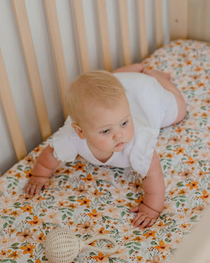 Waterproof Cot Sheet & Mattress Protector - Bloom - Bambella Designs