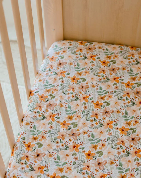 Waterproof Cot Sheet & Mattress Protector - Bloom - Bambella Designs