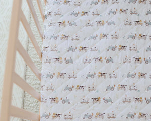 Waterproof Cot Sheet & Mattress Protector - Oakwood Farm - Bambella Designs