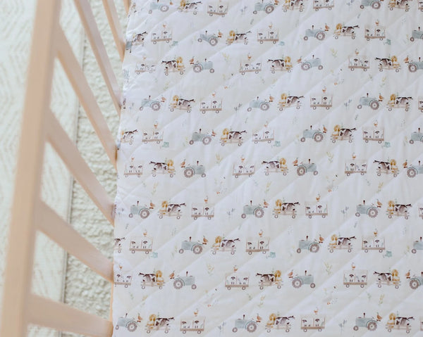 Waterproof Cot Sheet & Mattress Protector - Oakwood Farm - Bambella Designs