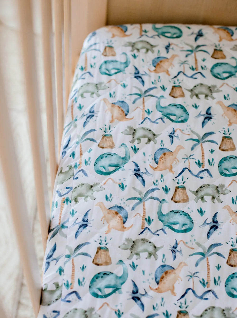 Waterproof Cot Sheet & Mattress Protector - Wild Dinosaurs - Bambella Designs