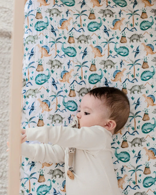 Waterproof Cot Sheet & Mattress Protector - Wild Dinosaurs - Bambella Designs