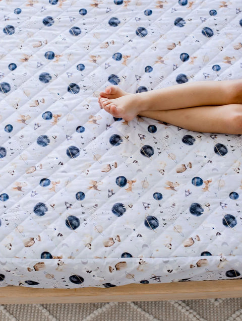 Waterproof Fitted Sheet | Astro Pups - Single / King Single - Bambella Designs
