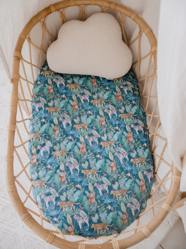 Waterproof Bassinet Sheet - Jungle Palms - Bambella Designs DISCOUNTED