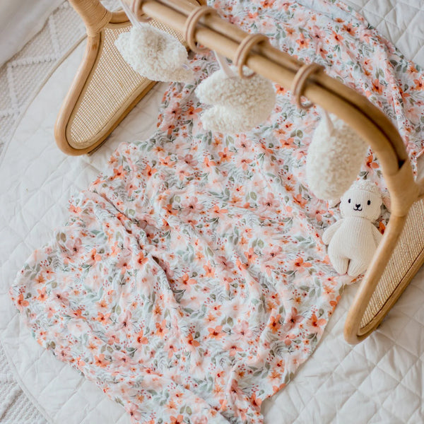 Bamboo Cotton Muslin Swaddle Wrap | Bloom - Bambella Designs