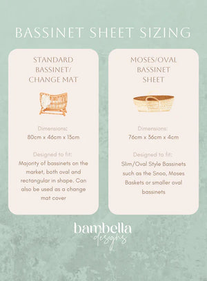 Small Oval/Moses/Snoo Fitted Waterproof Sheet | Turtle Bay - Bambella Designs