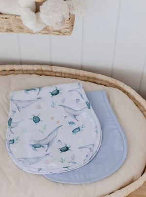 Burp Cloth - 2 pack -Turtle Bay & Dusty Sky Blue - Bambella Designs