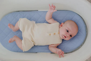 Small Oval/Moses/Snoo Fitted Waterproof Sheet | Dusty Sky Blue - Bambella Designs