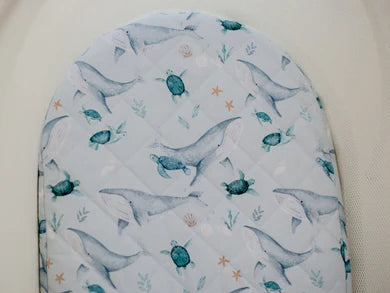 Small Oval/Moses/Snoo Fitted Waterproof Sheet | Turtle Bay - Bambella Designs
