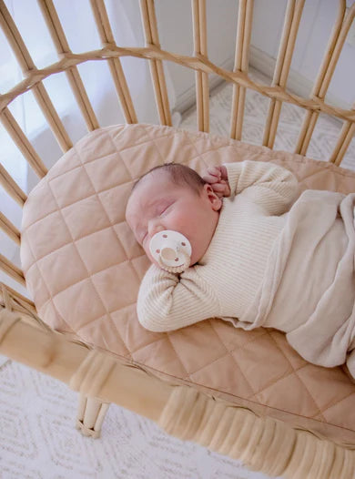 Small Oval/Moses/Snoo Fitted Waterproof Sheet | Nude - Bambella Designs