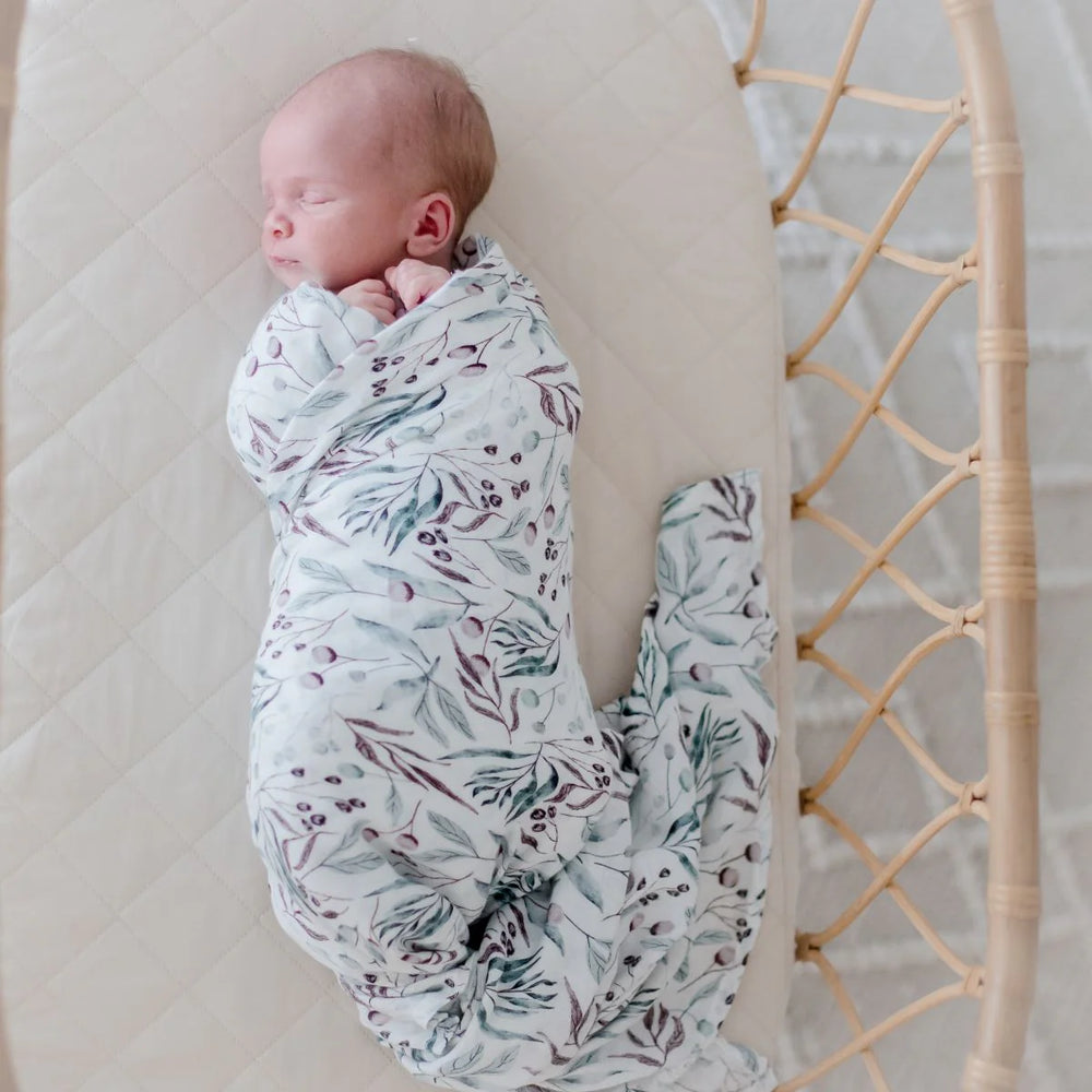 Bamboo Cotton Muslin Swaddle Wrap | Botanical - Bambella Design