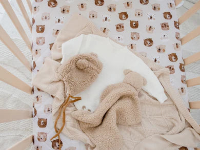 Waterproof Fitted Cot Sheet | Bear in There - Bambella Designs