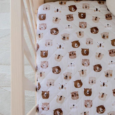 Waterproof Fitted Cot Sheet | Bear in There - Bambella Designs