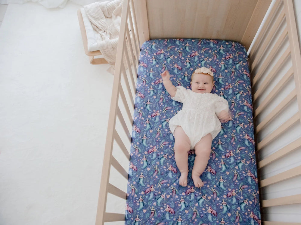 **Waterproof Cot Sheet & Mattress Protector - Mermaid Magic - Bambella Designs