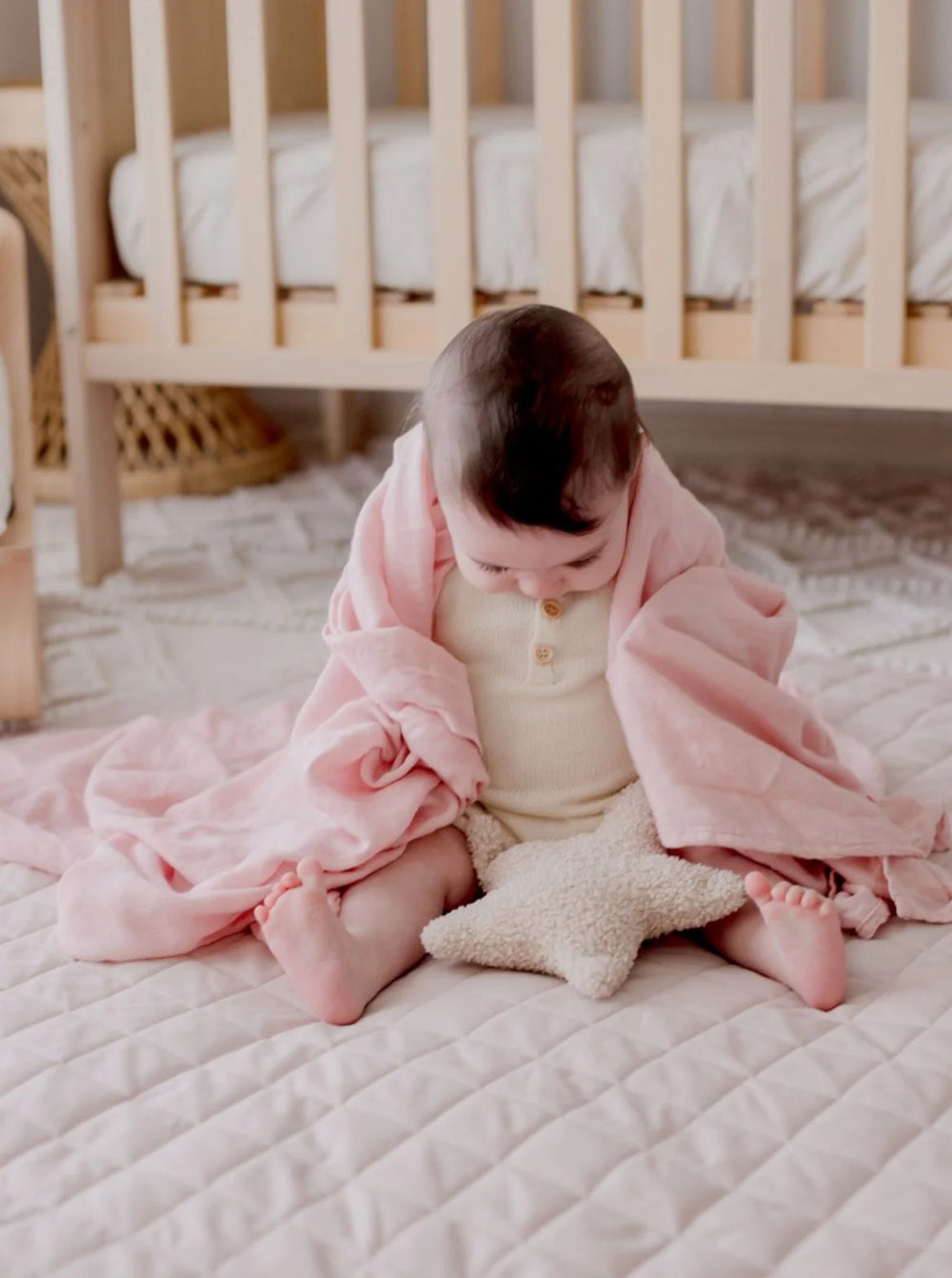 Bamboo Cotton Muslin Swaddle Wrap | Primrose - Bambella Designs