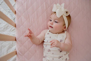 Waterproof Fitted Cot Sheet | Lullaby Pink - Bambella Designs