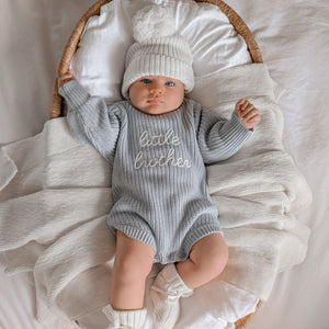 Little Brother - Long Sleeve Knit Romper - Powder Blue - Blossom & Pear