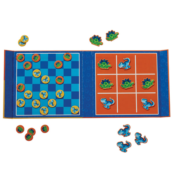 Magnetic Game - Tic Tac Toe & Checkers - Dino - Crocodile Creek