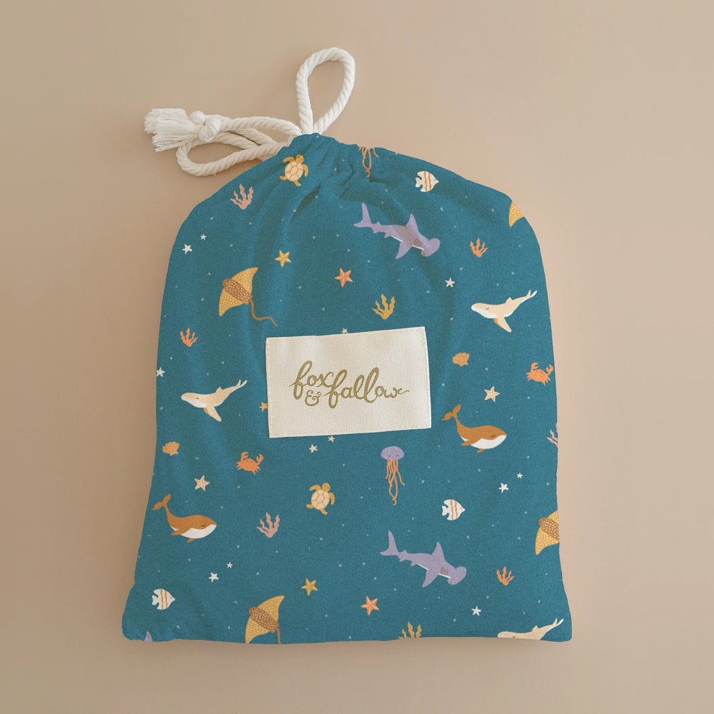 Ocean Creatures Marine Organic Fitted Cot Sheet - Fox & Fallow