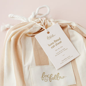 Coffee Stripe Organic Fitted Cot Sheet - Fox & Fallow