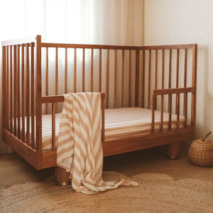 Coffee Stripe Organic Fitted Cot Sheet - Fox & Fallow