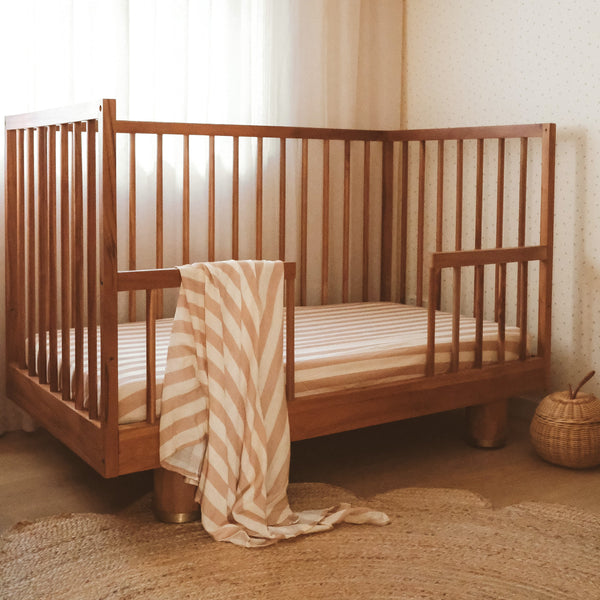 Coffee Stripe Organic Fitted Cot Sheet - Fox & Fallow