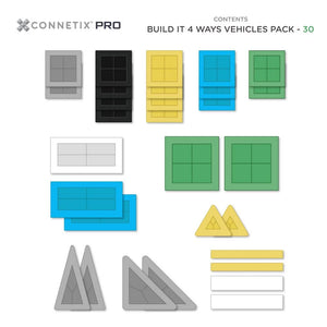 PRO Build It 4 Ways Vehicles Pack - 30 Piece - Connetix
