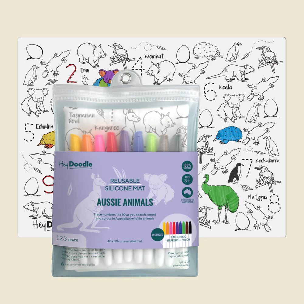 Aussie Animals Classic Colouring & Doodle Mat - Hey Doodle