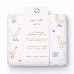 Country Goose | Fitted Bamboo Cot Sheet - Confetti Kidz