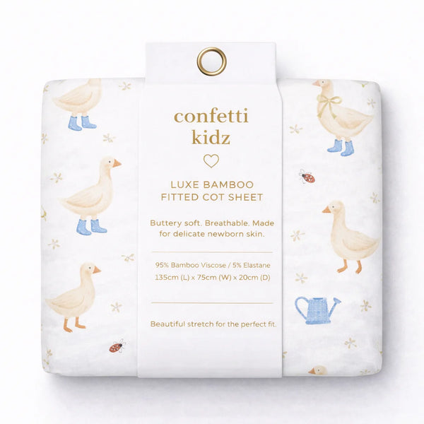 Country Goose | Fitted Bamboo Cot Sheet - Confetti Kidz