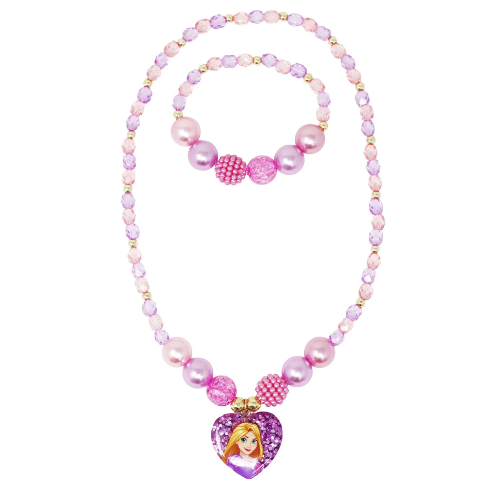 Disney Princess Rapunzel Necklace & Bracelet Set - Pink Poppy