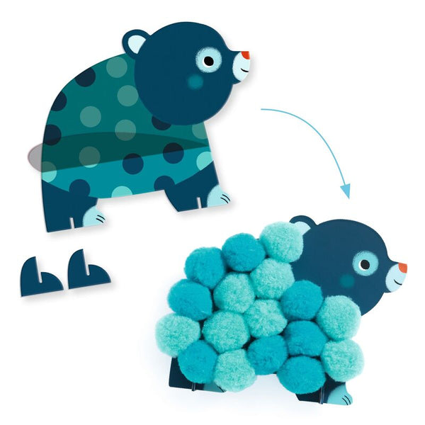 Pom-pom Collage - Animals and Pom-pom Circles - Djeco