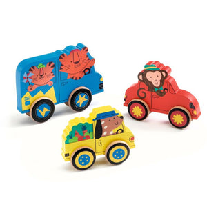 9 Piece Wooden Puzzle & Push Along Toy - Djeco