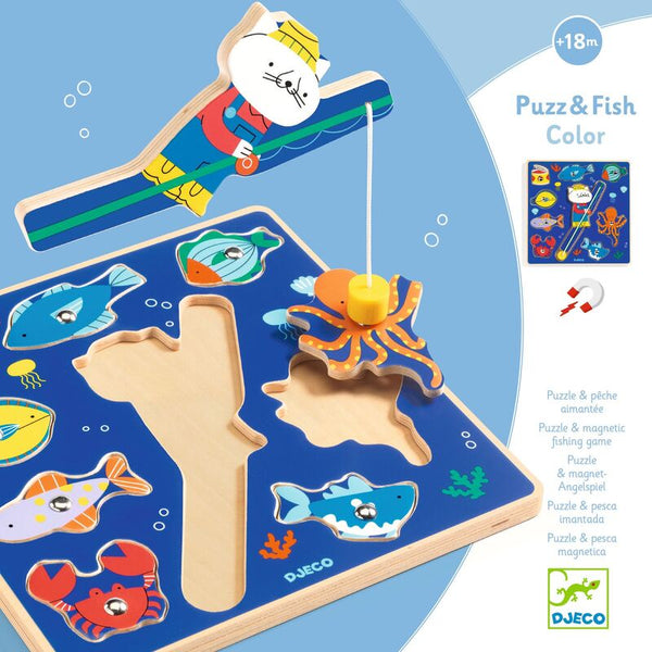 Puzz & Fish Colour Puzzle & Magnetic Fishing Game - Djeco