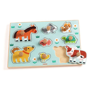 Dog'n'Co 8 Piece Wooden Farm Animal Puzzle - Djeco