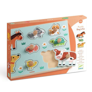 Dog'n'Co 8 Piece Wooden Farm Animal Puzzle - Djeco
