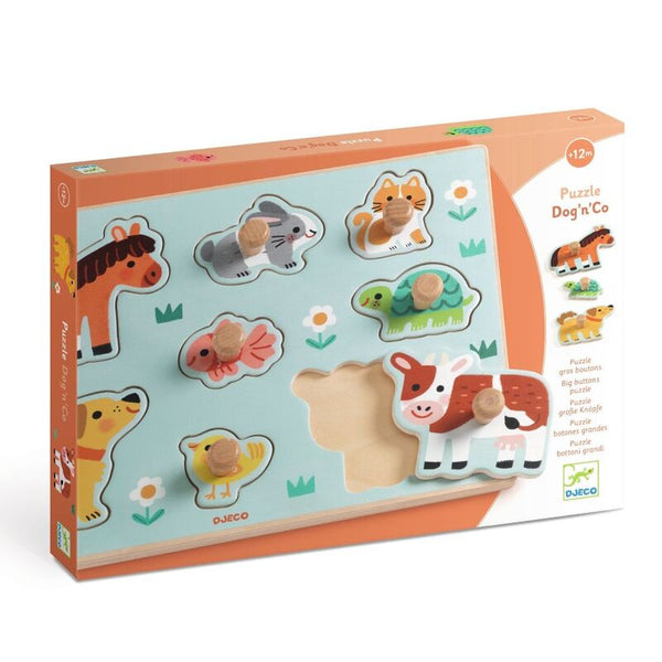 Dog'n'Co 8 Piece Wooden Farm Animal Puzzle - Djeco