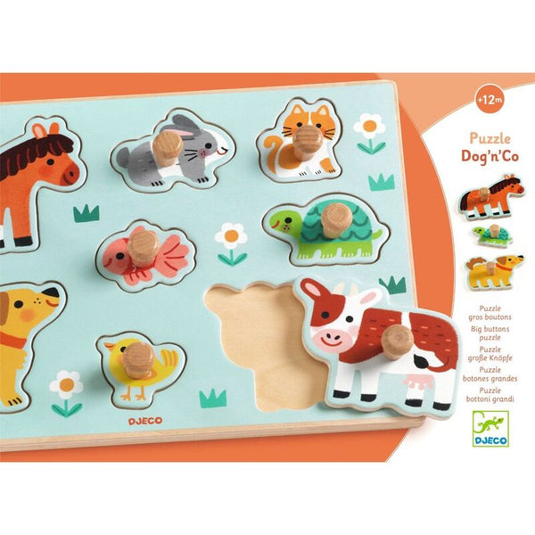 Dog'n'Co 8 Piece Wooden Farm Animal Puzzle - Djeco